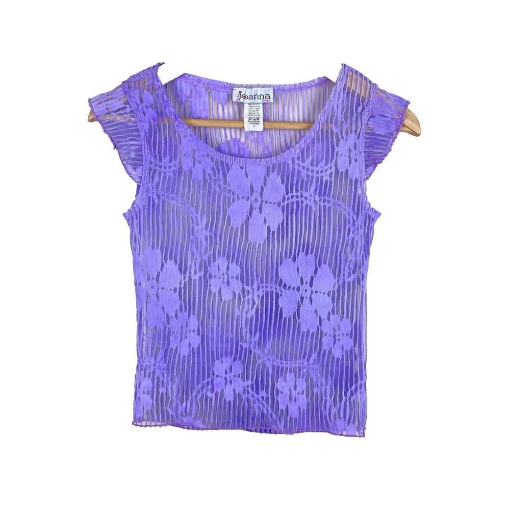 Joanna Design Vintage Y2K Sheer Floral Coquette Top Womens Size S Made In USA